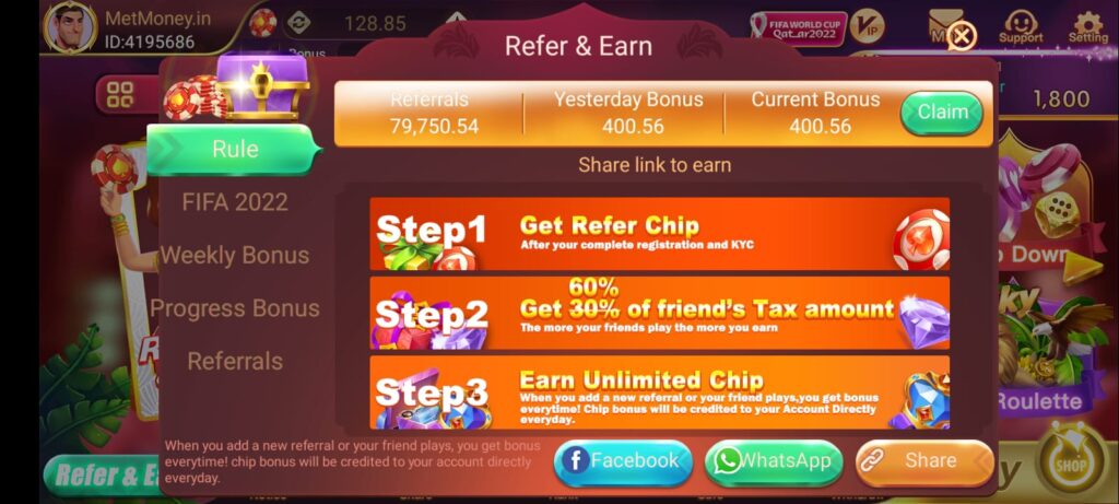 Refer and earn rummy wealth